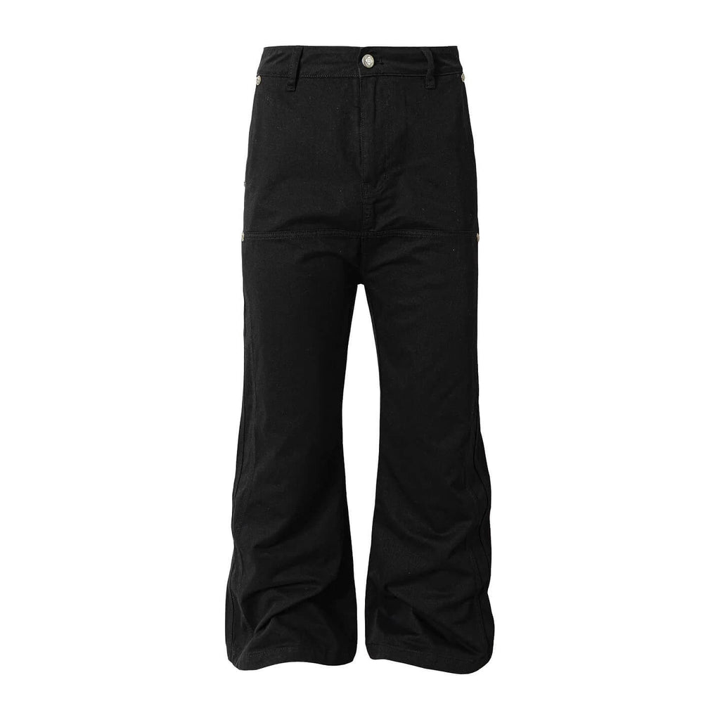 YADcrew Double Floral Buckle Belted Flared Pants