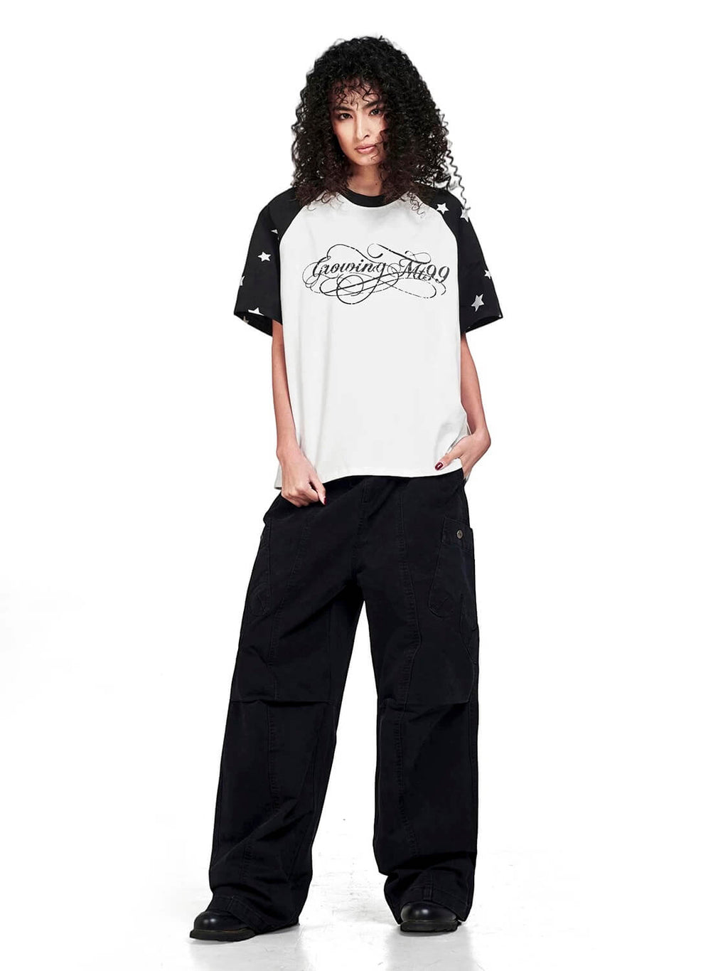 F3F Select Star Print Raglan Color Block Tee