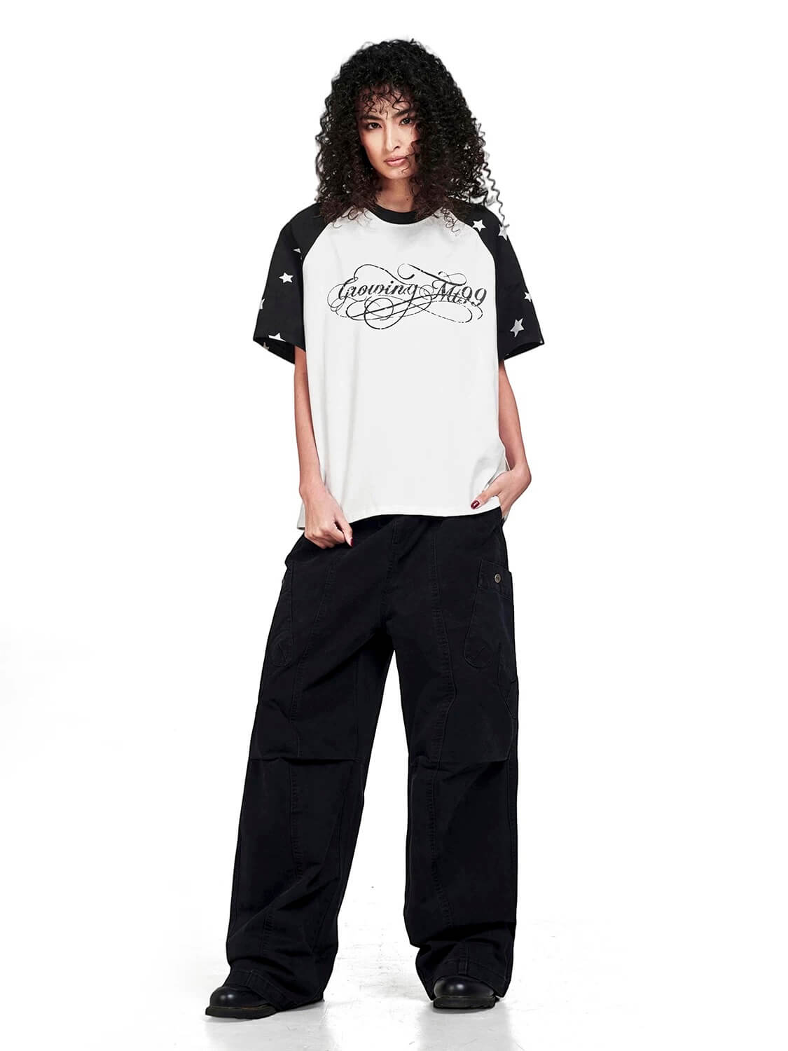 F3F Select Star Print Raglan Color Block Tee