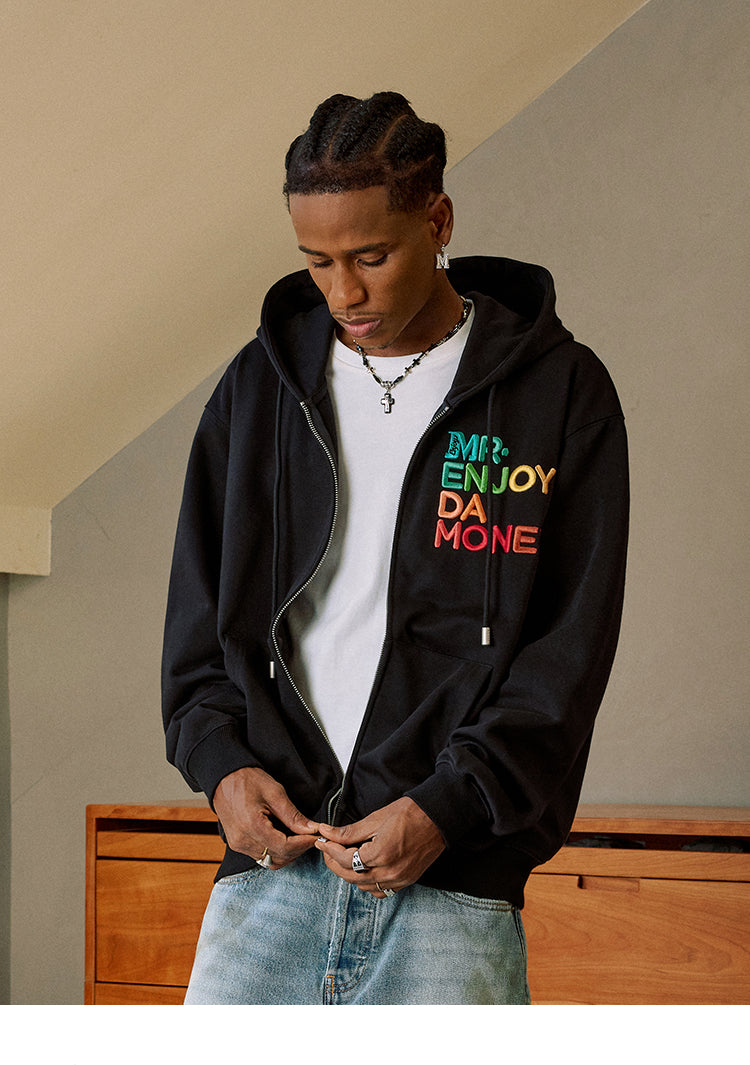 MEDM Rainbow Letter Zip Up Hoodie