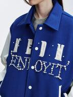 MEDM Pearl Logo Color Block Varsity Jacket