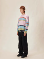 EVILKNIGHT(EK) Rainbow Striped Knit Sweater
