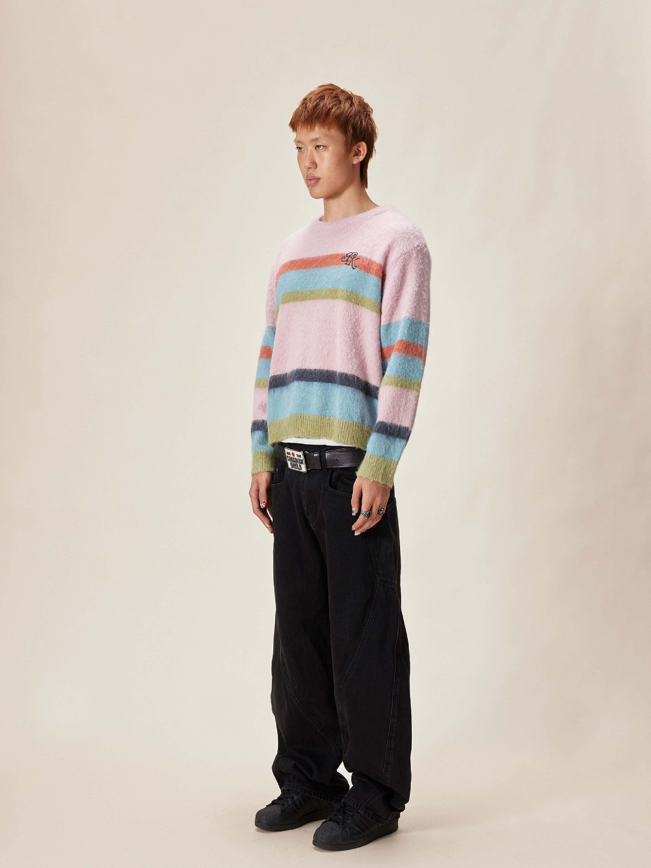 EVILKNIGHT(EK) Rainbow Striped Knit Sweater