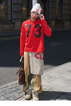 STEEPC Number Print Small Patch Long Sleeve Tee