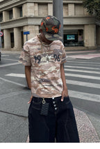 STEEPC Aged Desert Camo Pearl Embellished Print Tee