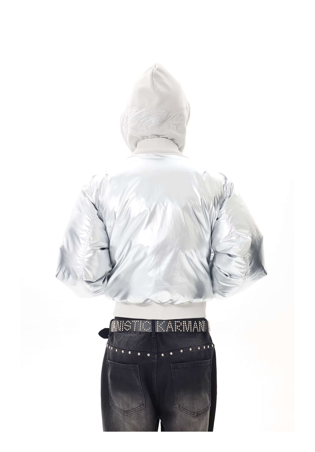 KARMANISTIC Embroidered Hooded Puffer Bomber Jacket