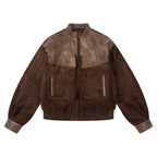 Labt PU Leather Suede Patchwork Pocket Jacket