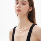 AWE Zirconia Pendant Pearl Beaded Necklace
