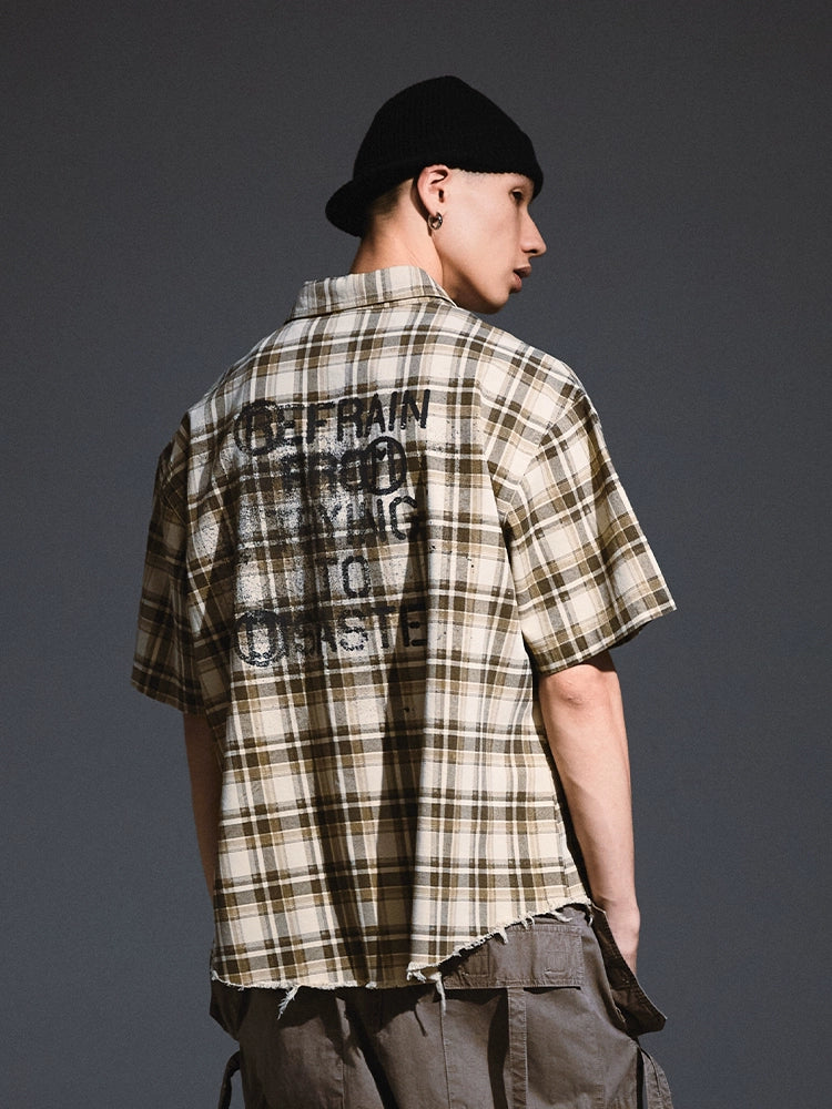 Remedy Skull Print Plaid Short Sleeve Shirt