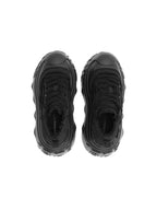 1807 INF-008 Gothic Lace Up Canvas All Black Chunky Sneakers