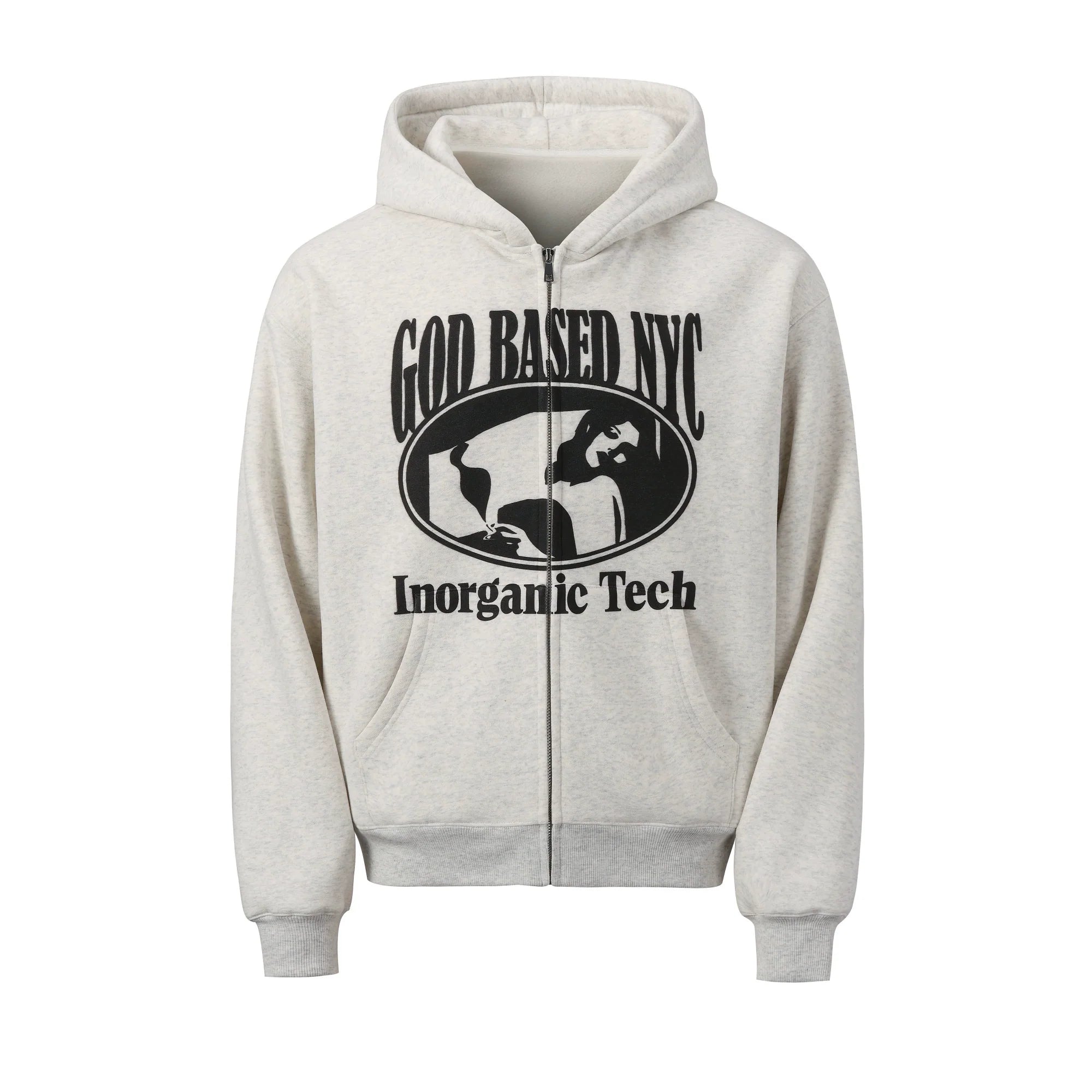 NOVACAM Vintage Print Zip Up Hoodie