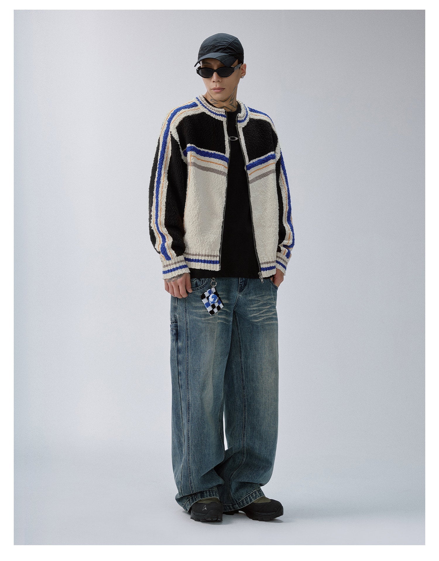 F2CE Color Block Zip Knit Cowichan Cardigan