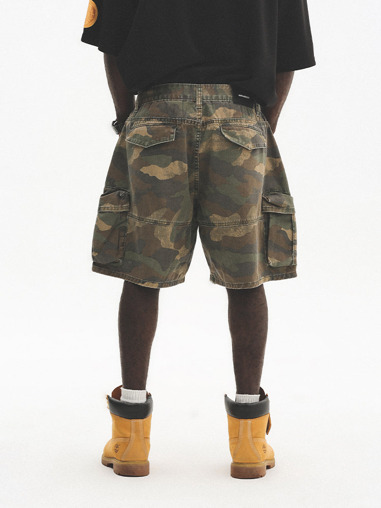 UNTILWERICH Camouflage Multi Pocket Work Cargo Shorts
