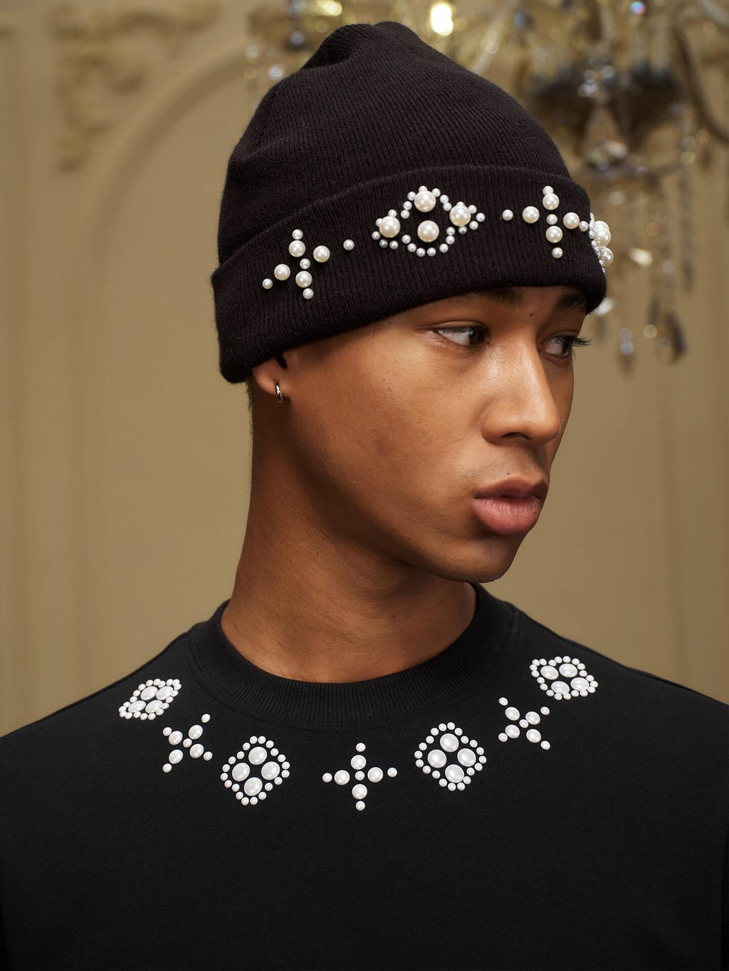 YADcrew Four Leaf Clover Pearl Neckline Tee
