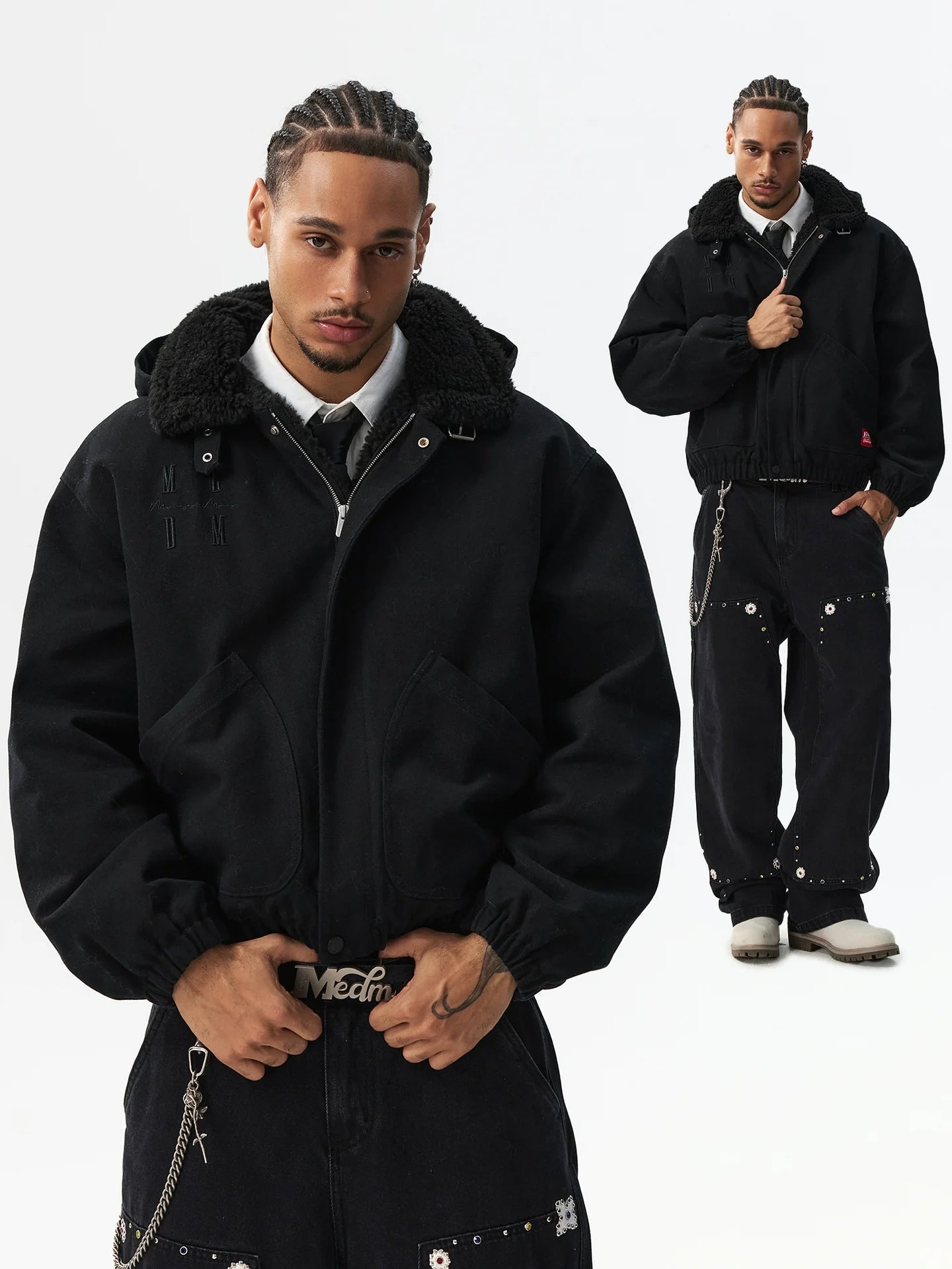 MEDM Sherpa Fleece Quilted Work Jacket