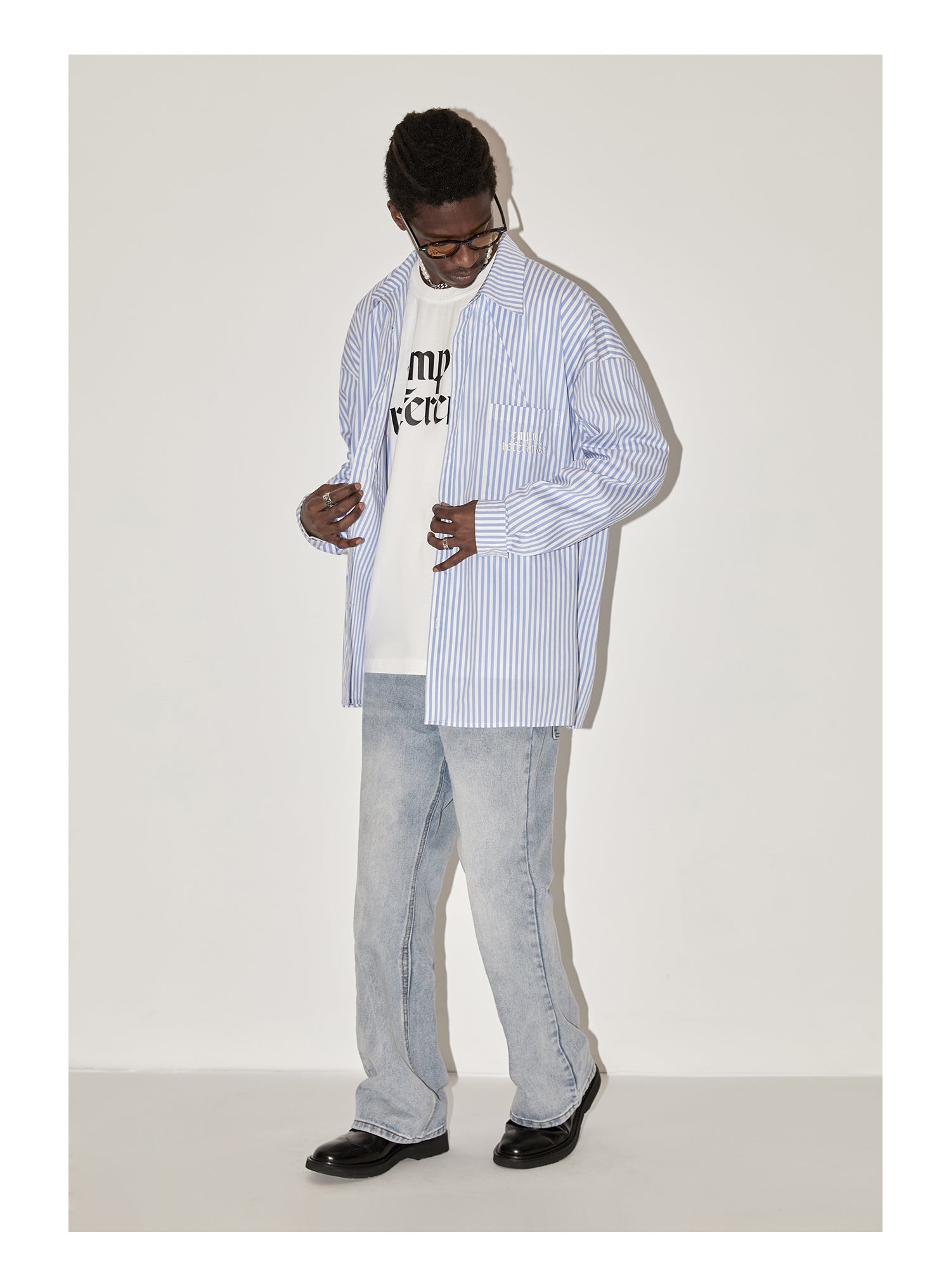 EMPTY REFERENCE Stripes Structured Long Sleeved Shirt