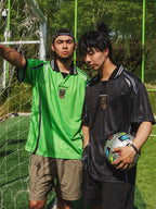 ORANGEDRAGON ODFC Striped Embroidered Soccer Jersey Uniform Polo Shirt