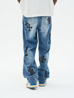 Harsh and Cruel Religious Candles Embroidered Denim