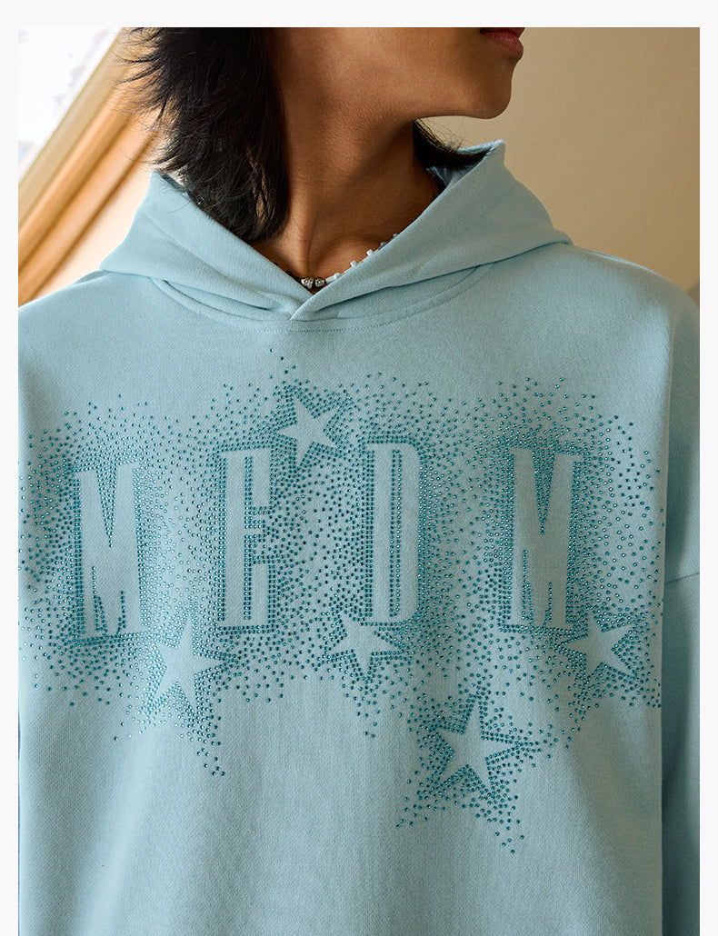 MEDM Rhinestone Star & Logo Hoodie