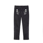 JHYQ Slim Zipper Openings Printed Denim Jeans
