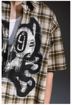 Remedy Skull Print Plaid Short Sleeve Shirt