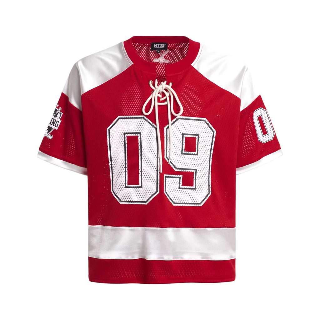 F3F Select Color Block Lace Up Mesh Short Sleeve Hockey Jersey