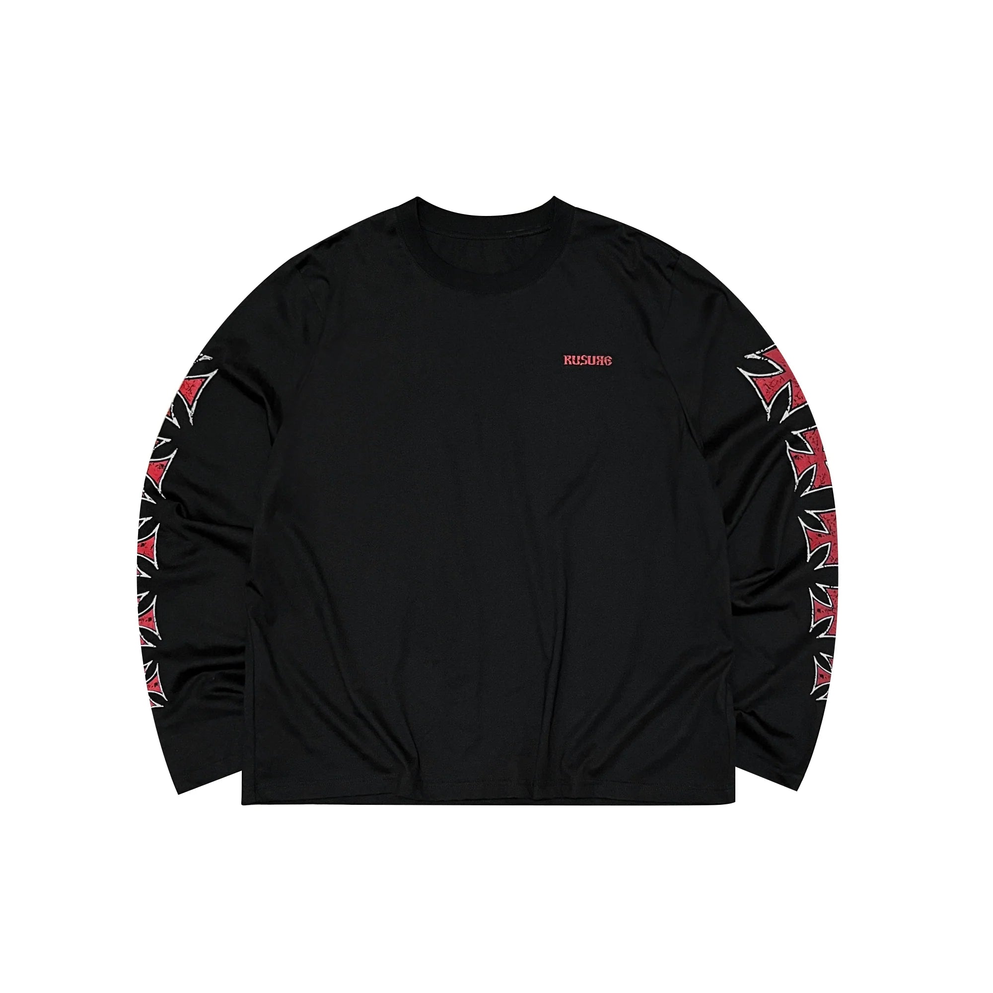 RUSURE Cross Logo Print Long Sleeve Tee