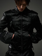 BLIND NO PLAN Short Silhouette Slim Fit Leather Jacket
