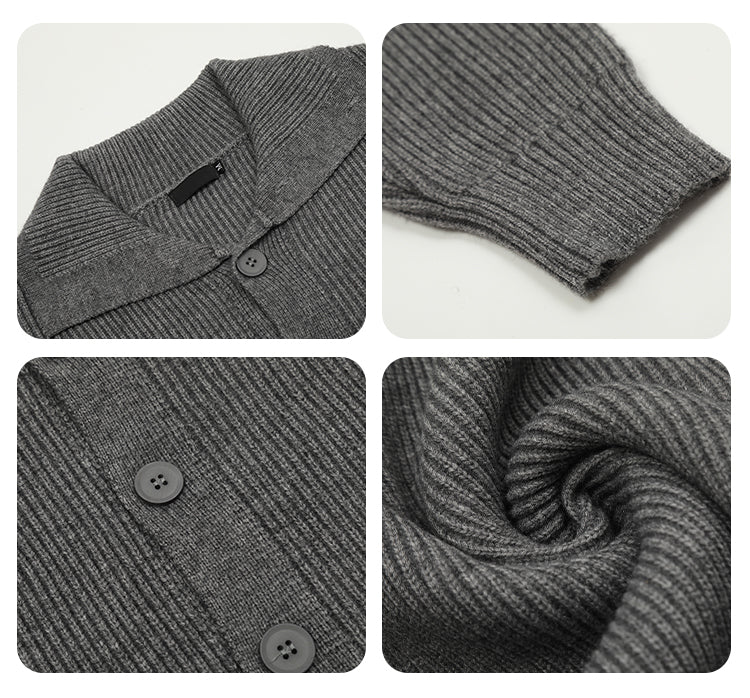 F3F Select Wide Lapel Gray Button Knit Cardigan