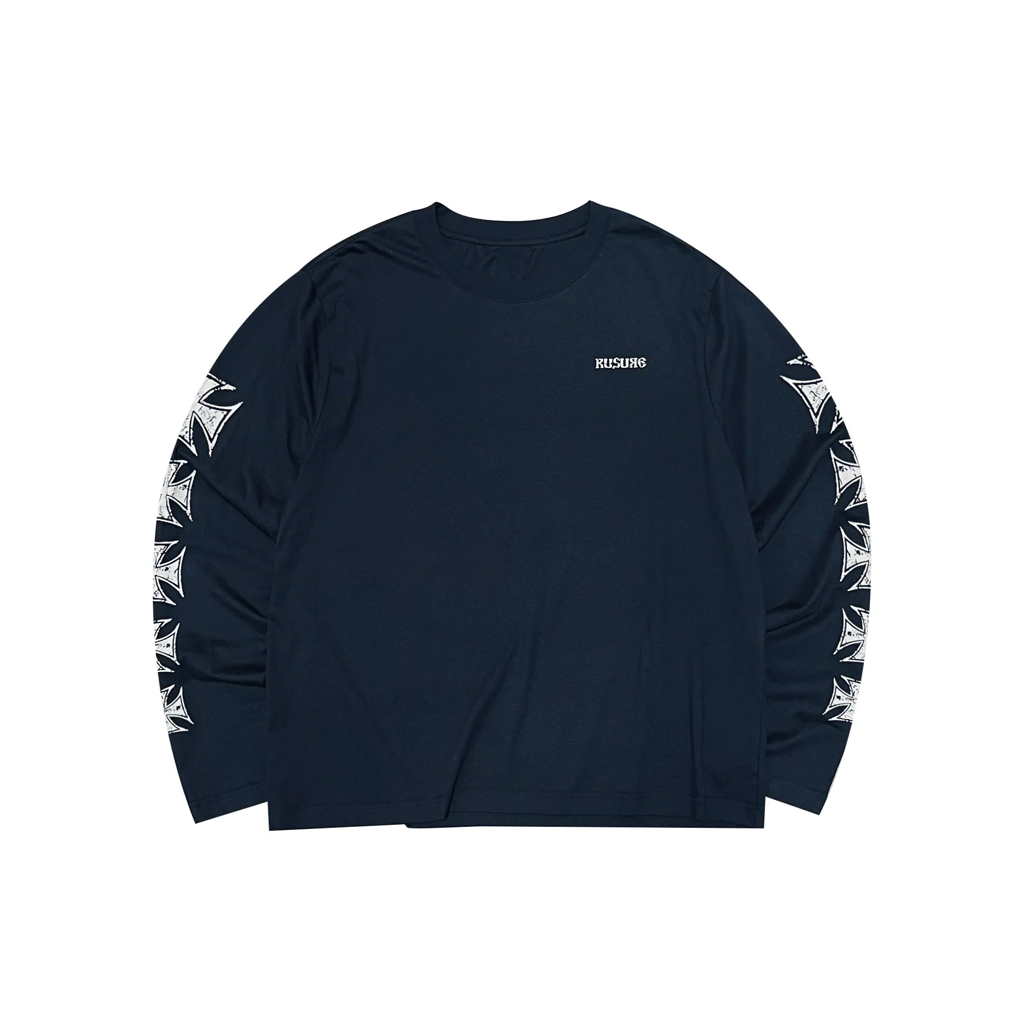 RUSURE Cross Logo Print Long Sleeve Tee