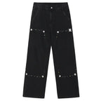 MEDM Gemstone Studded Double Knee Washed Jeans
