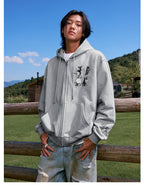 MEDM Flower Logo Embroidered Zip-Up Hoodie