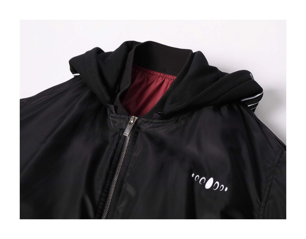 KARMANISTIC Embroidered Hooded Puffer Bomber Jacket