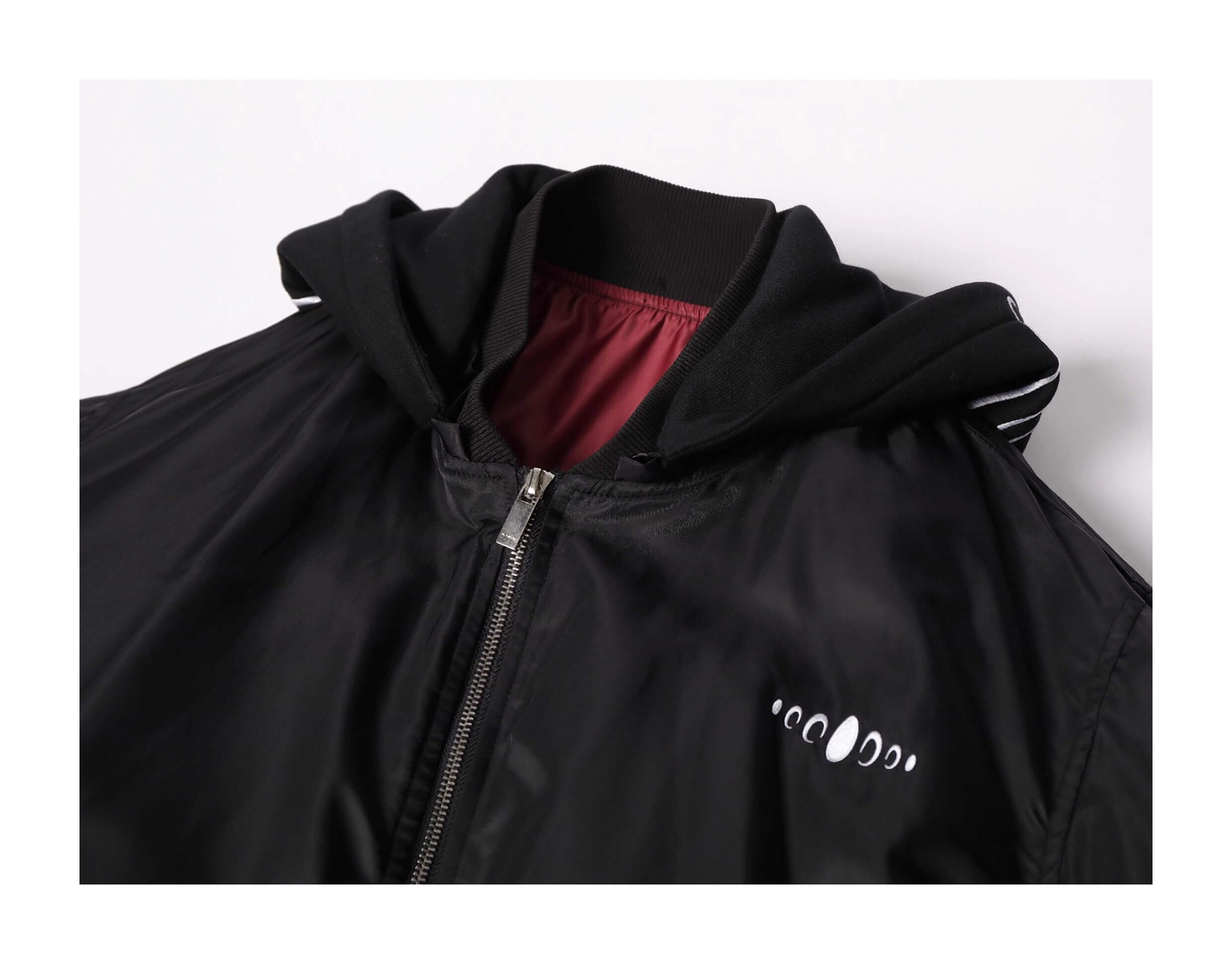 KARMANISTIC Embroidered Hooded Puffer Bomber Jacket