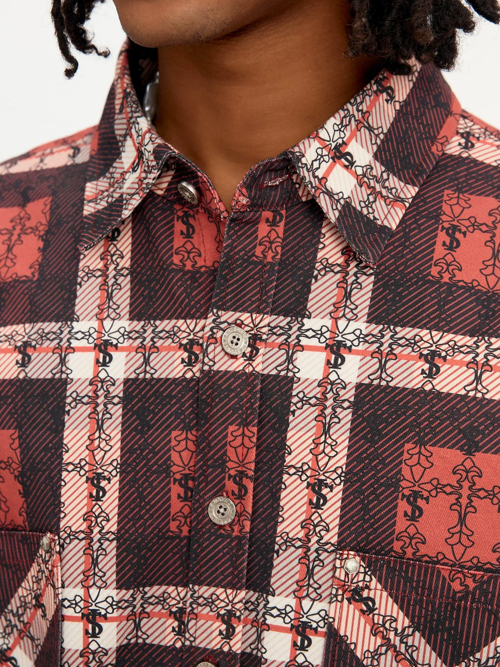 Small Town Kid Cross Logo Original Plaid Full-Print Long Sleeve Shirt