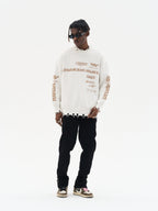 Harsh and Cruel Racing Logo Distressed Knit Sweater
