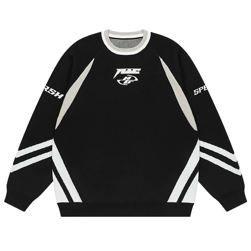 Harsh and Cruel Contrast Racing Knitted Sweater