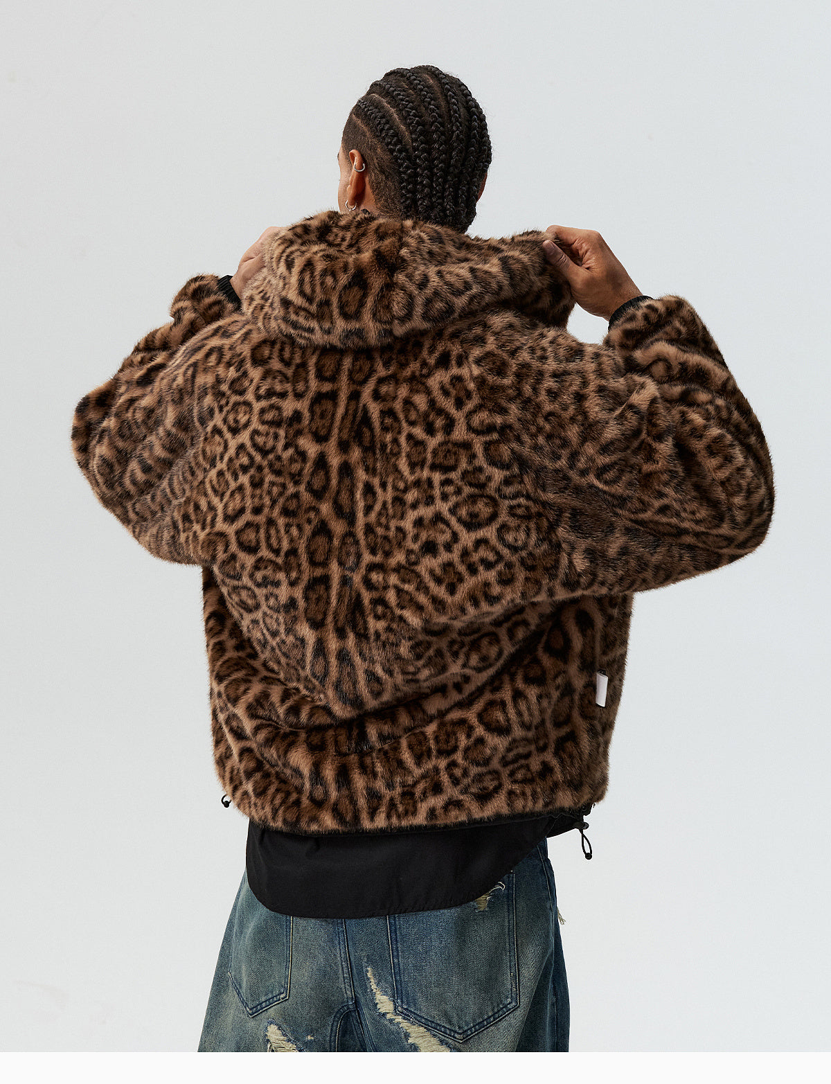 MEDM Reversible Leopard Fur Hooded Track Jacket
