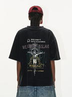 BLIND NO PLAN Washed and Aged Overlapping Print Tee