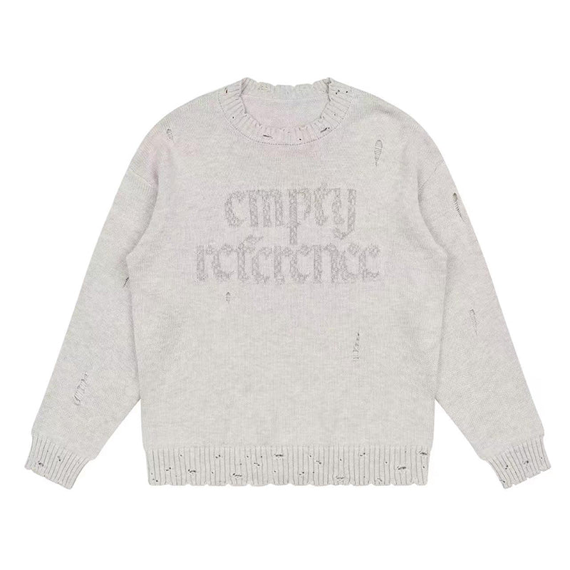 EMPTY REFERENCE Gray Hole Logo Knit Sweater