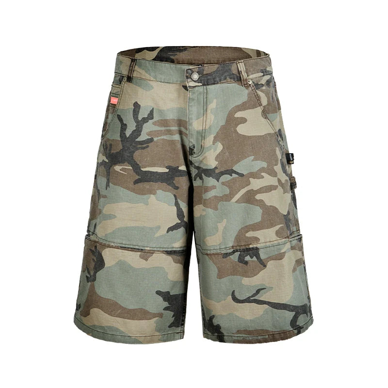 Remedy Leopard and Camouflage Work Painter Baggy Shorts