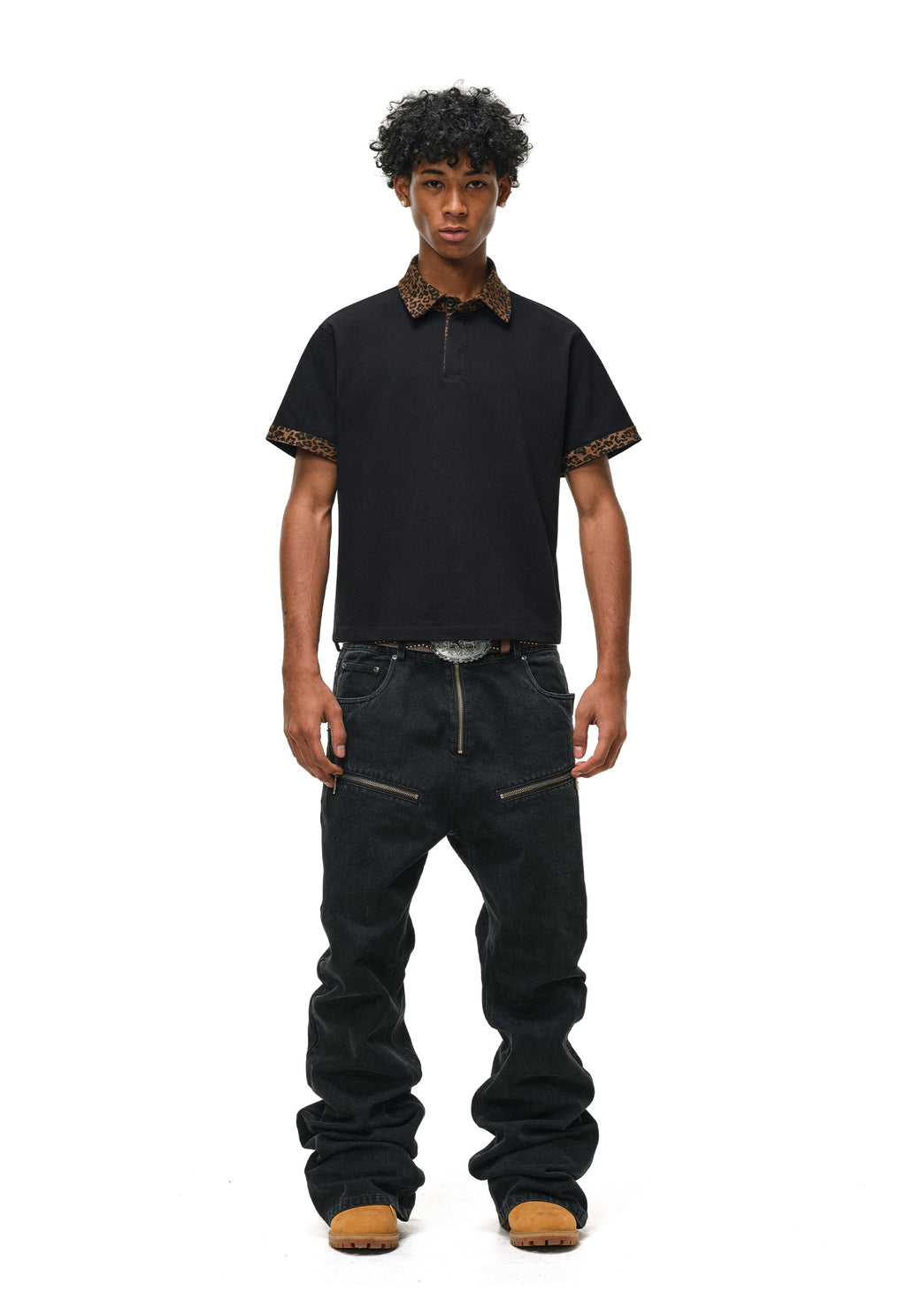 ANTIDOTE Leopard Patchwork Polo