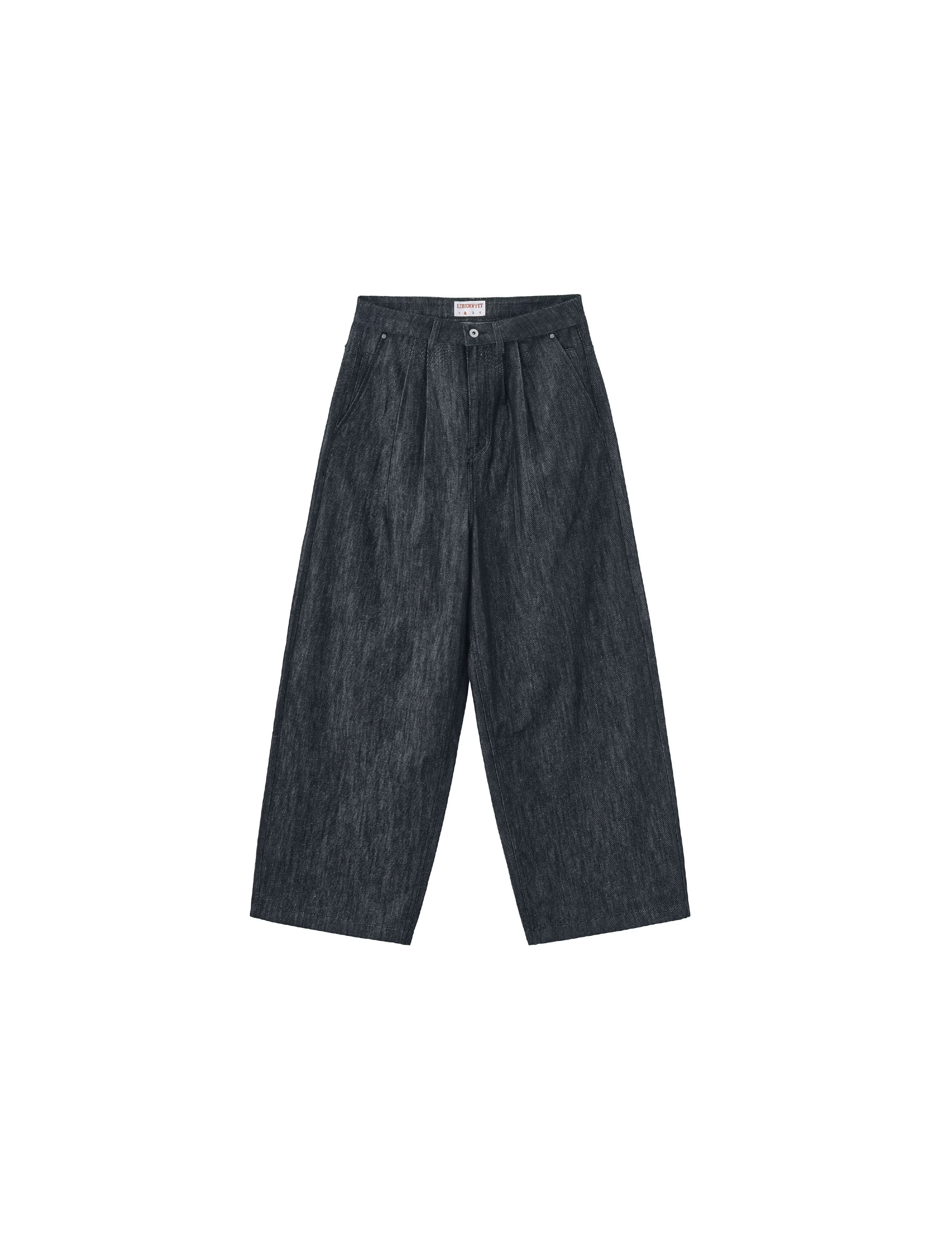 LIBERAFIT Raw Denim Pleated Dress Baggy Jeans