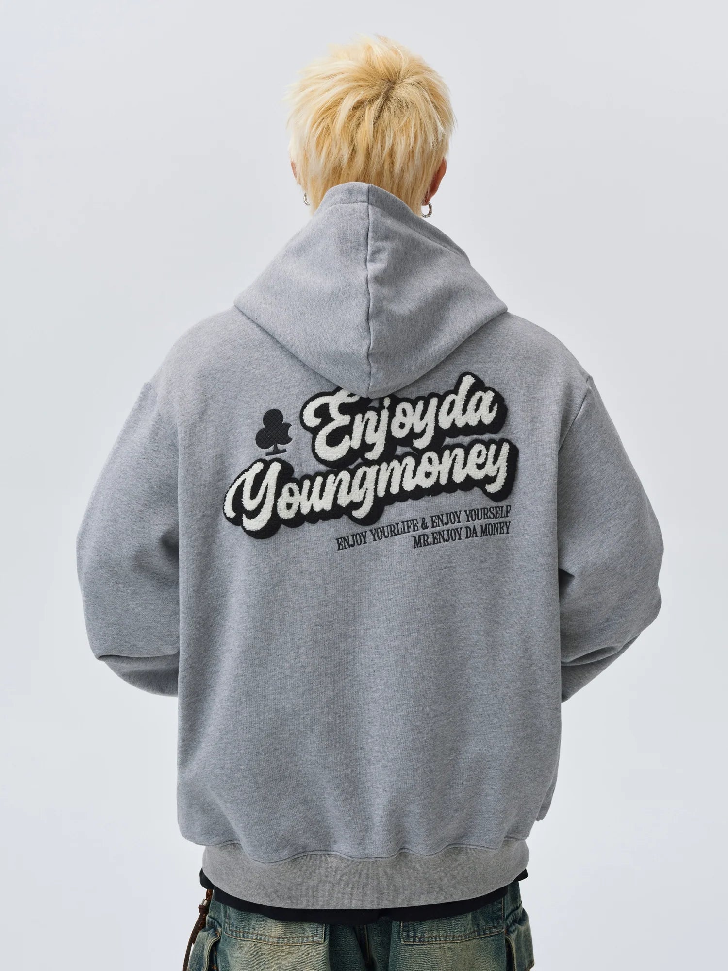 MEDM Towel Applique Embroidery Zip-Up Hoodie