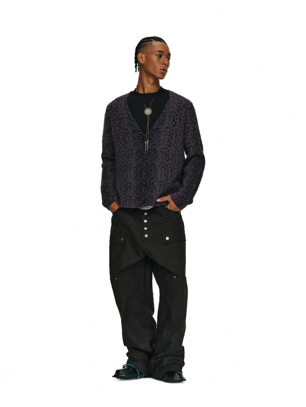 ANTIDOTE Dark Leopard Brushed Knit Cardigan