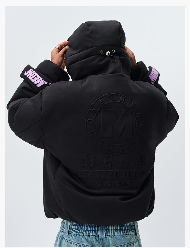 MEDM Embossed Logo Hooded Down Jacket