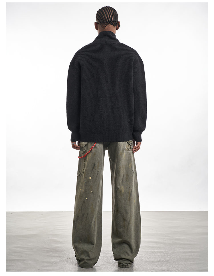 F3F Select Irregular Slant Button Knit Cardigan