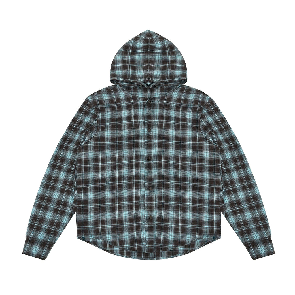 JHYQ Casual Basic Plaid Hooded Long Sleeved Shirt
