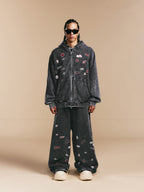 1807× LABT Logo Patch Washed Zip Up Hoodie