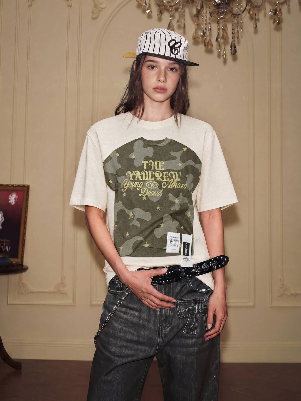 YADcrew Digital Print Camouflage Star Tee